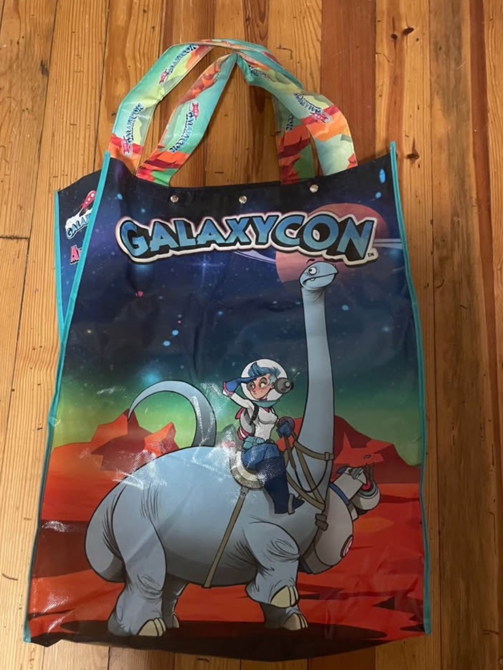 GALAXYCON Illustrated Tote Bag - Blue Green Multicolor